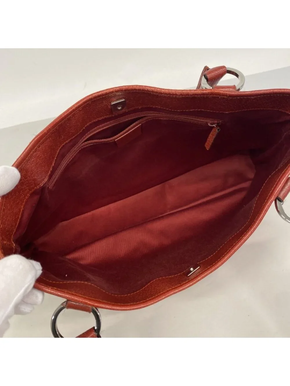 Gucci Tote Bag GG Canvas Red Silver